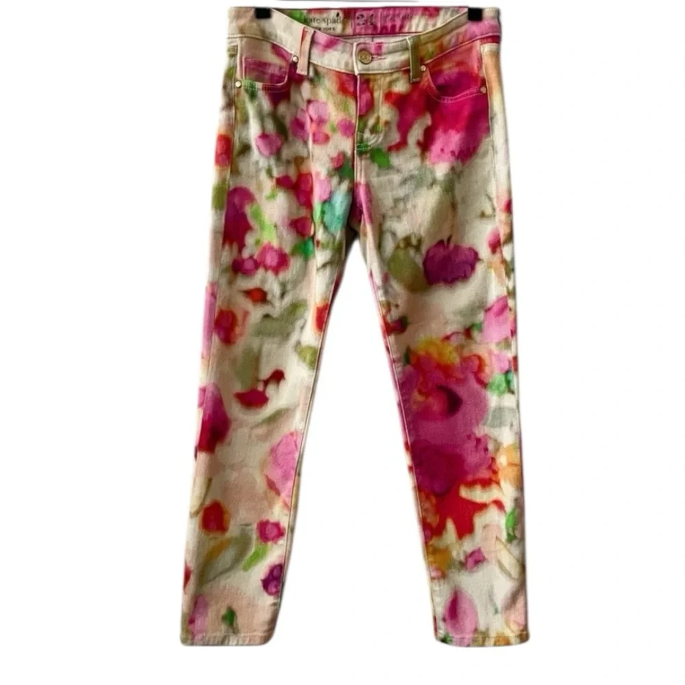 Kate Spade Perry Street Watercolor Play Hooky Cropped Jeans 24